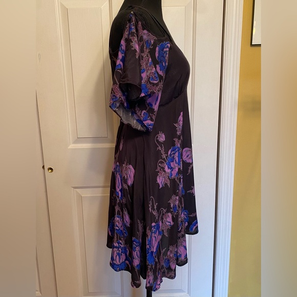FP Black & Purple Floral Cold Shoulder Witchy Sundress - Picture 6 of 11